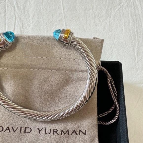 David Yurman Silver Bracelet with Gold and Blue Details 7mm - Picture 5 of 6